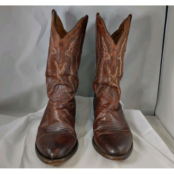JB Dillon Cowboy Boots Size 9 EE Distressed Goat Leather Round Toe JBM3205 main image 9